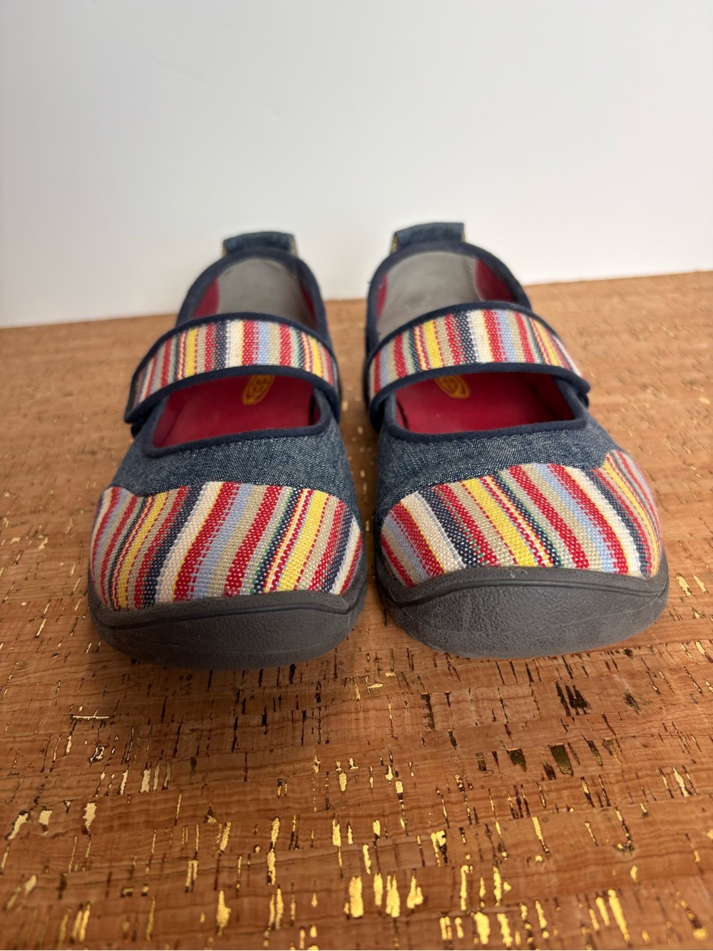 Keen Kids Mary Jane Sneakers in Navy with Red, Yellow & Blue Stripes - Picture 8 of 8